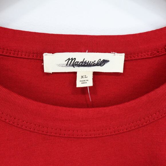 Madewell The Perfect Crewneck Tee Allday Jersey Crimson Red Size XL NWT - Picture 4 of 8
